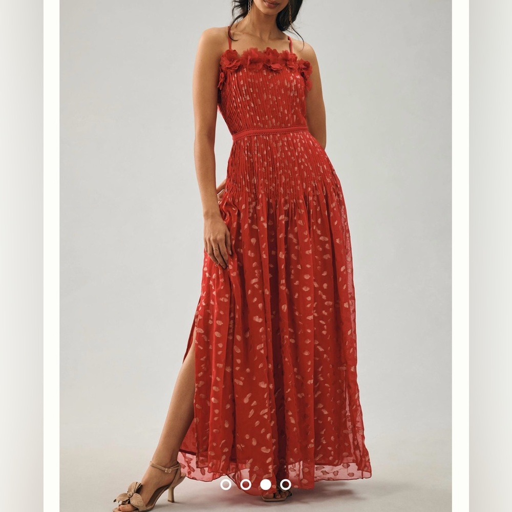 Anthropologie Bhanuni Sheer Appliqué Dress